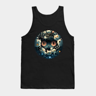 Creepy Kawaii Alien Cat Infestation Tank Top